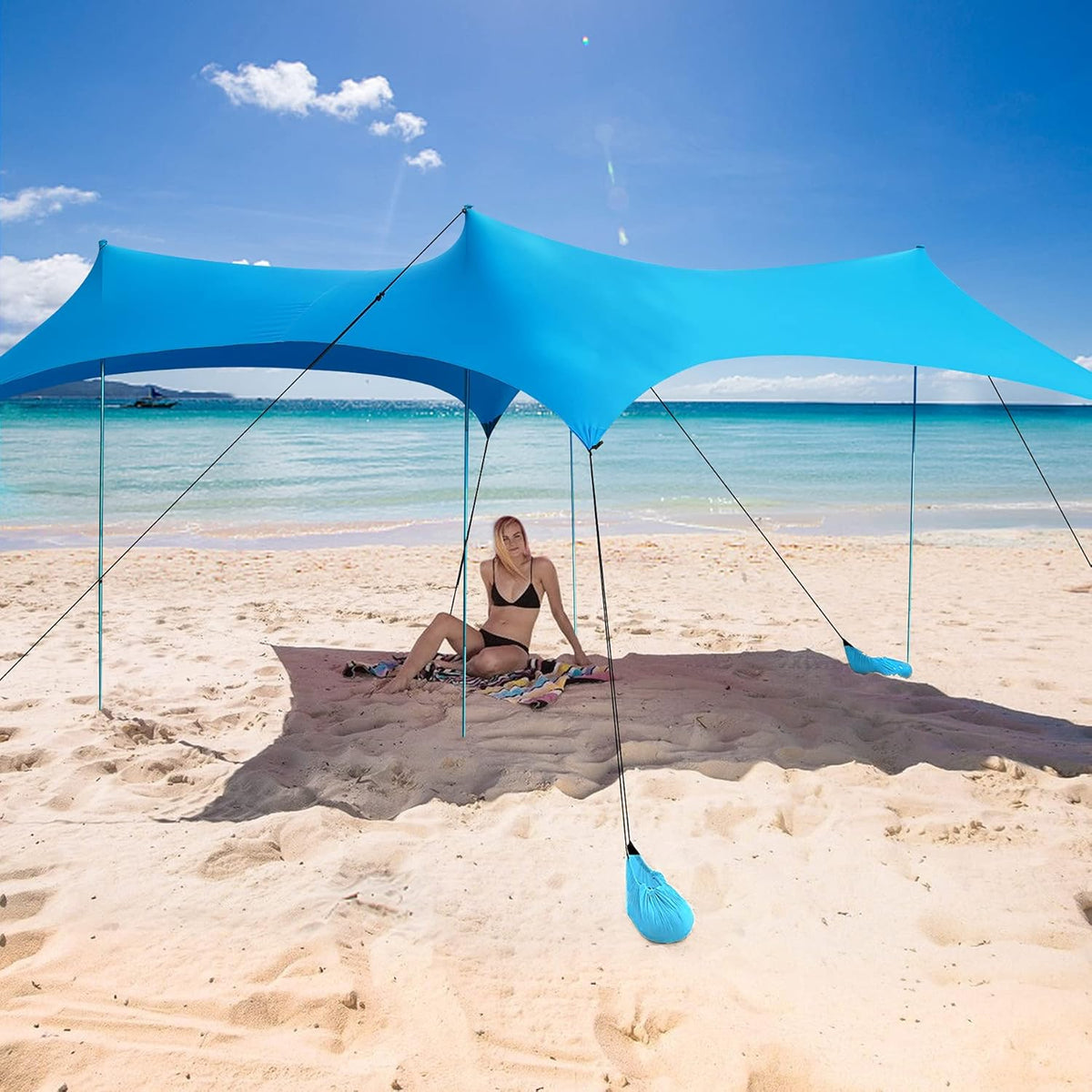 10 x 10 FT UPF50+ Beach Sunshade Canopy with Storage Bag A8697