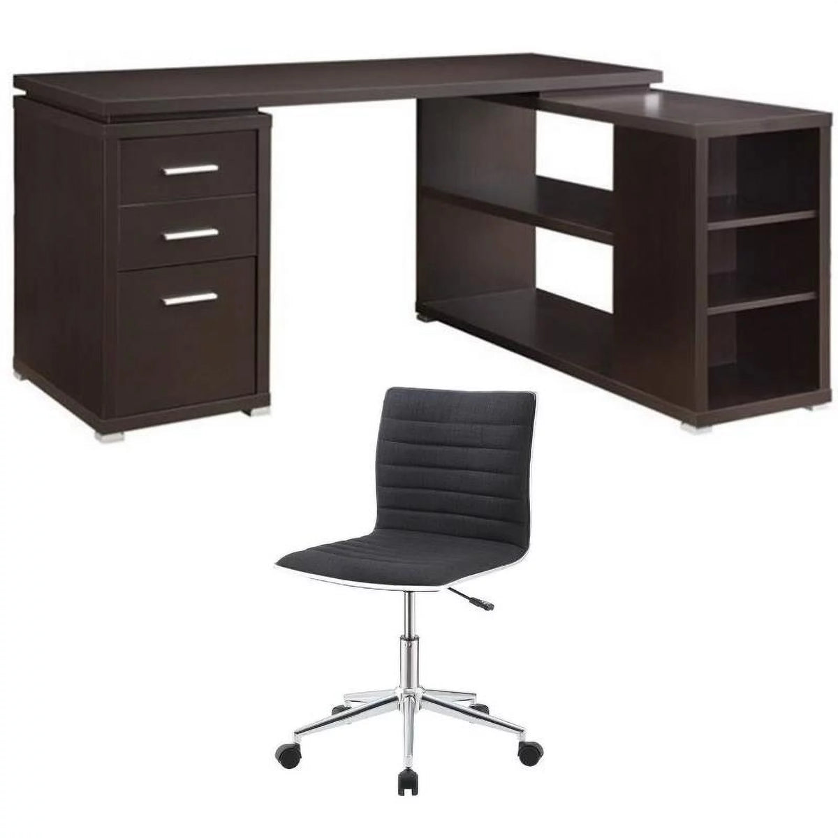 2 Piece L Shaped Desk and Office Chair Set D424