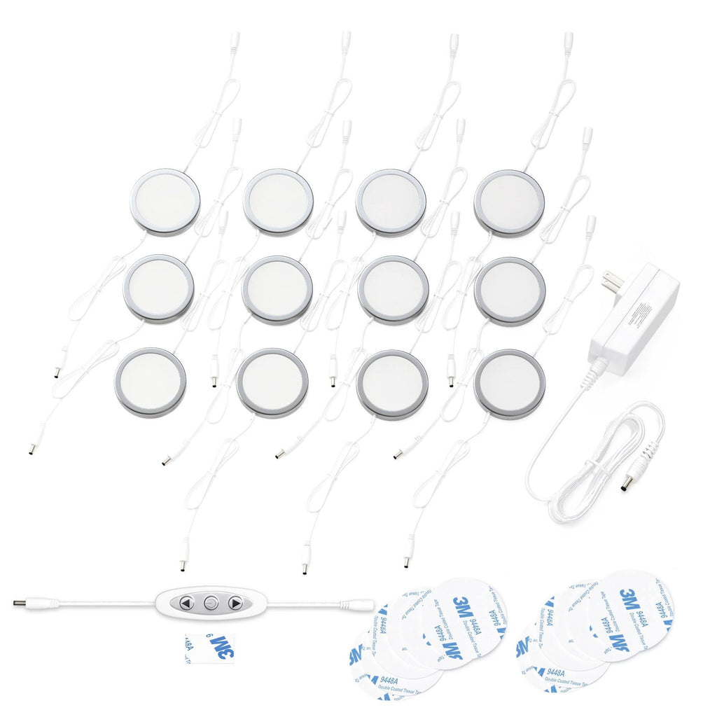 Dimmable Warm White LED Cabinet Lights Pack of 12 B26002