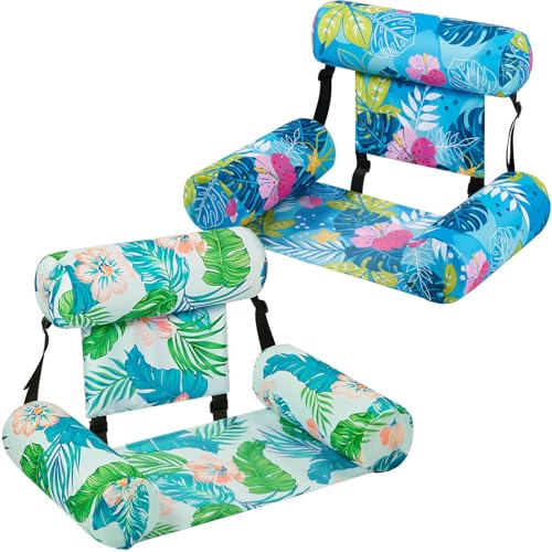 Inflatable Pool Chair Float 2 Pack Adjustable Floating Lounge Chairs Q765