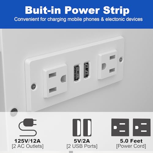 White Twin Size Murphy Bed with Charging Station and Drawer T396