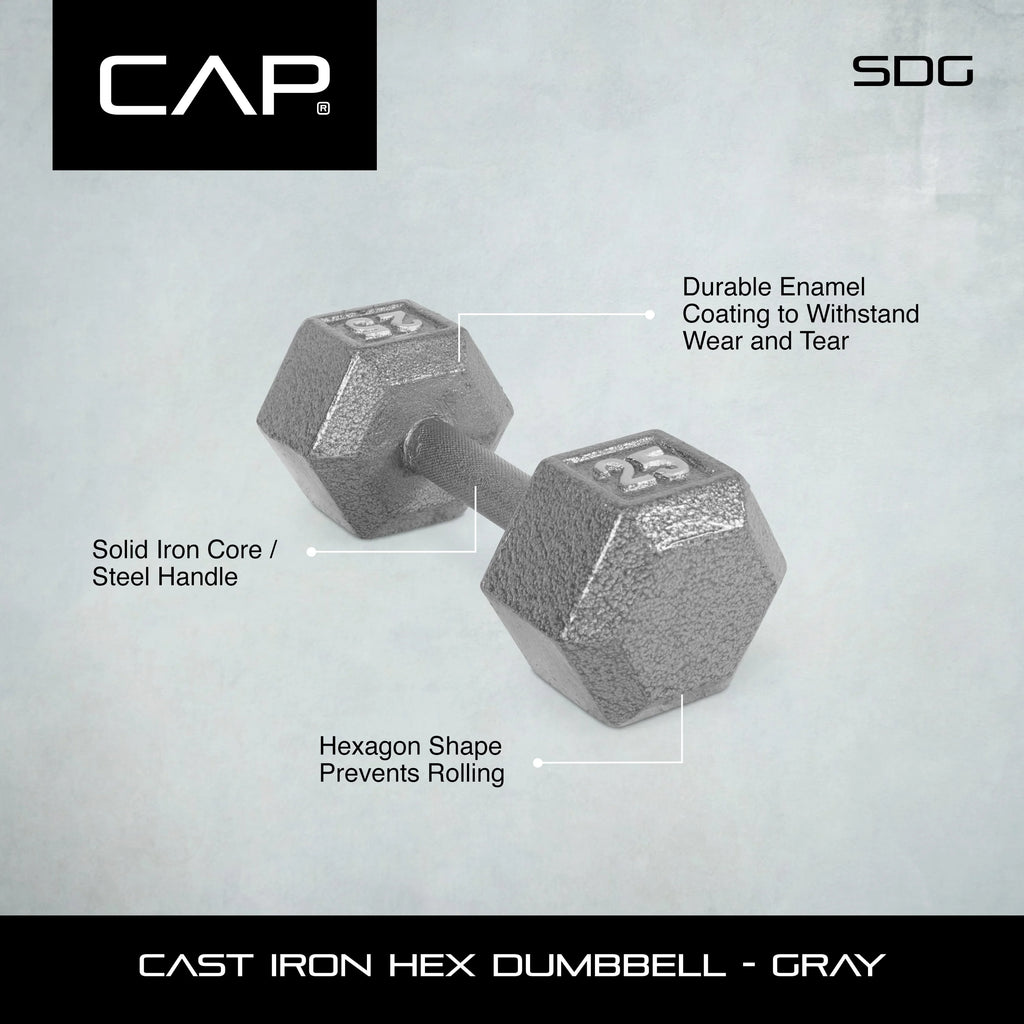 25lb Cast Iron Hex Dumbbell O69756