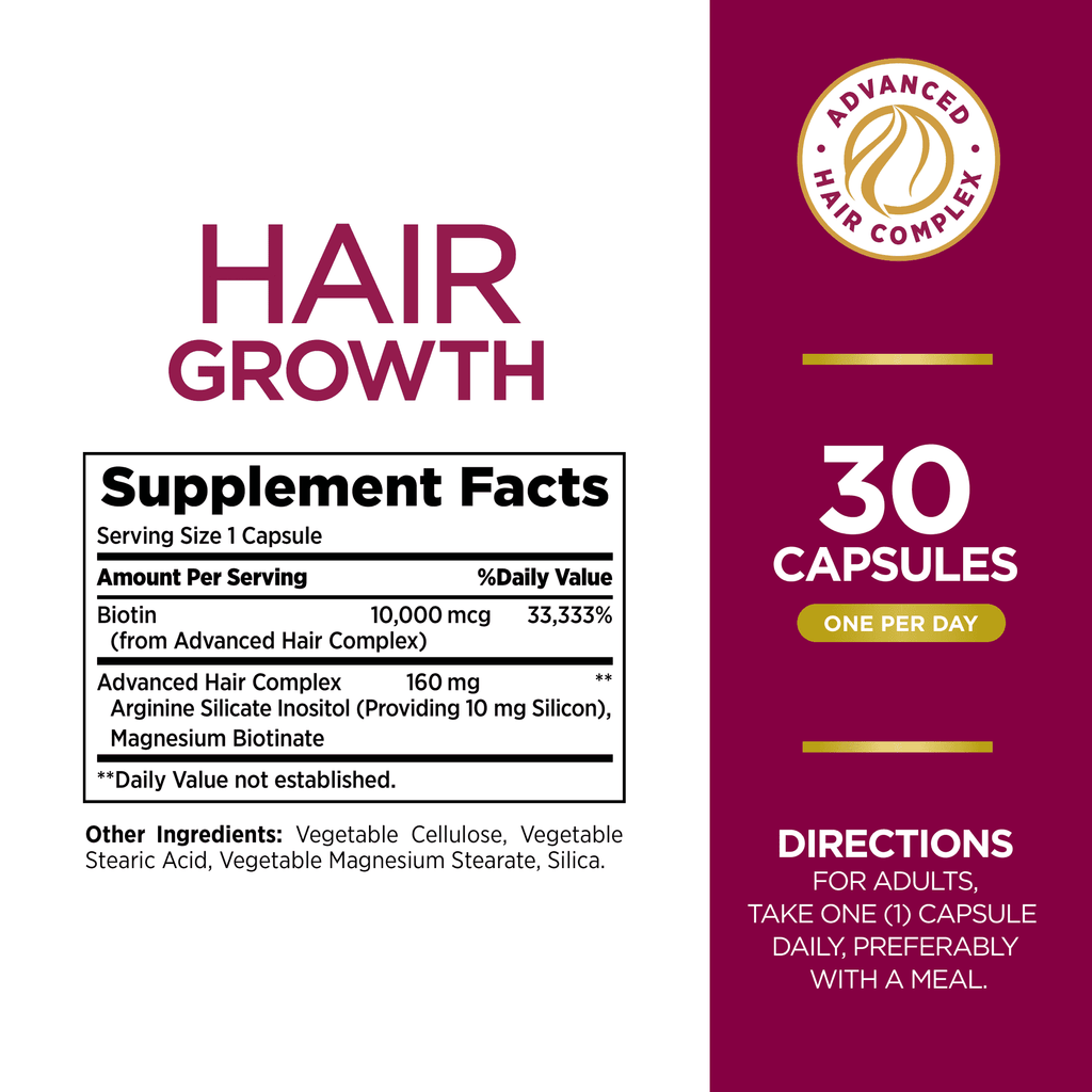 Biotin Hair Growth Supplement 30 Capsules B915