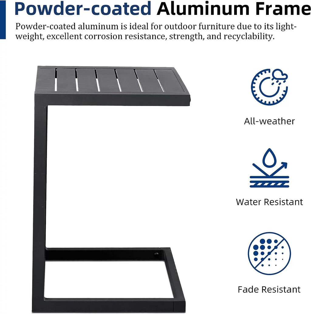 C Shaped Aluminum Side Table Dark Grey Z59034
