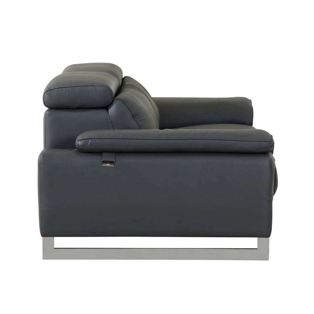 87" Genuine Italian Leather Sofa Dark Gray F304