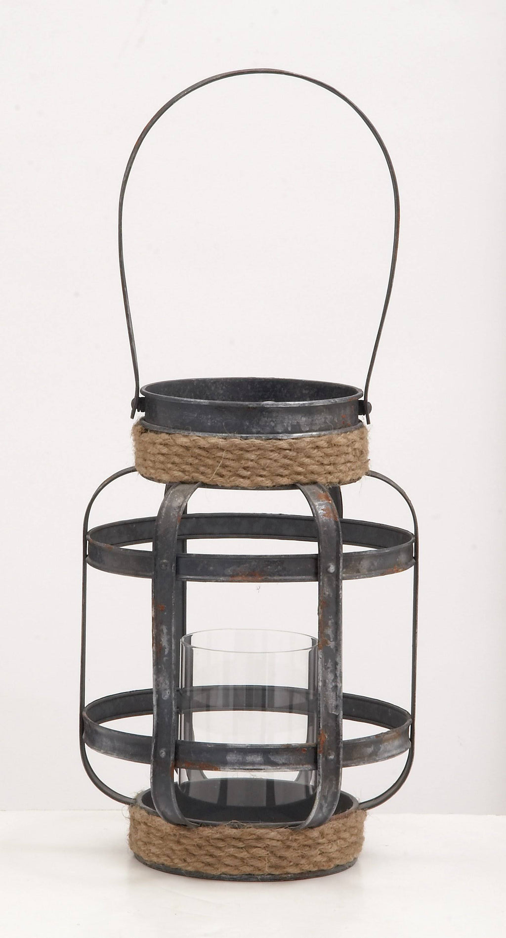 Metal Glass Rope Candle Lantern I7358