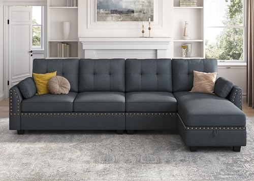 Bluish Grey Reversible Sectional Sofa L381