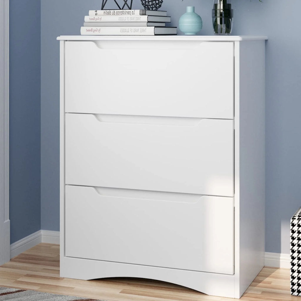 White 3 Drawer Wood Dresser P9292