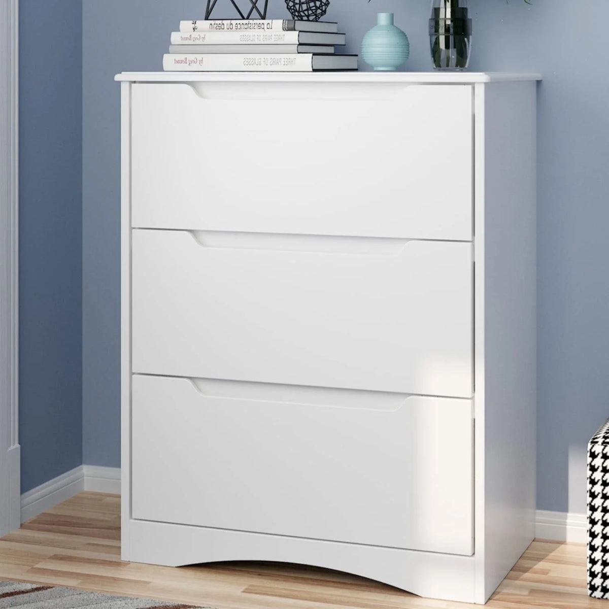 White 3 Drawer Wood Dresser P9292