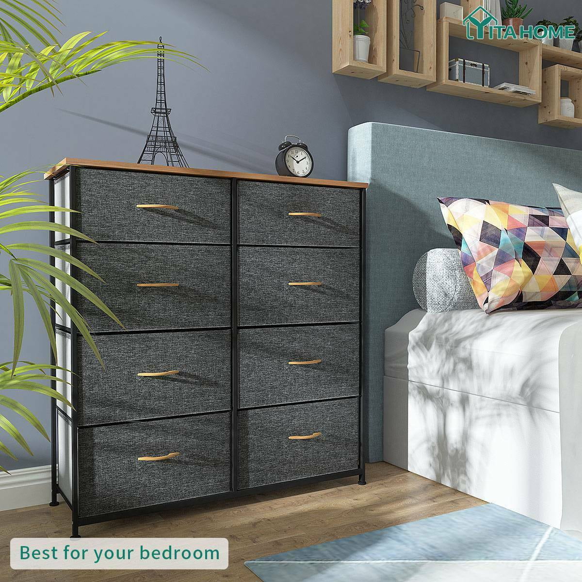 Dark Gray 8 Drawer Storage Dresser C504