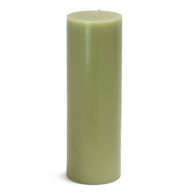 Unscented Sage Green Pillar Candle Set of 24 O890486