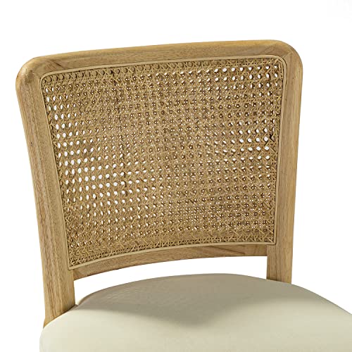 Upholstered Armless Swivel Desk Chair with Rattan Mid-Back L941