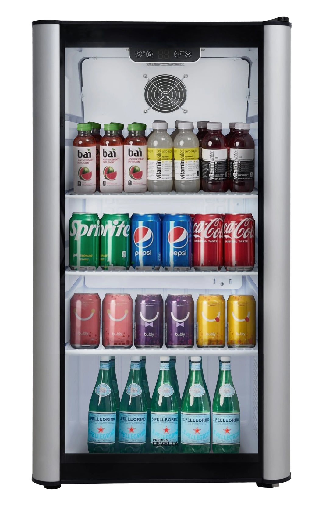 Glass Door Display Refrigerator 3.1 cu ft Beverage Cooler Silver W83993