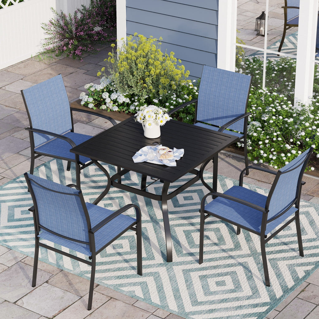 5 Piece Blue Metal Patio Dining Set F8997