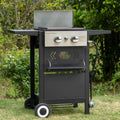 2-Burner Propane Grill and Griddle Cooking Station with Side Shelves Black K798
