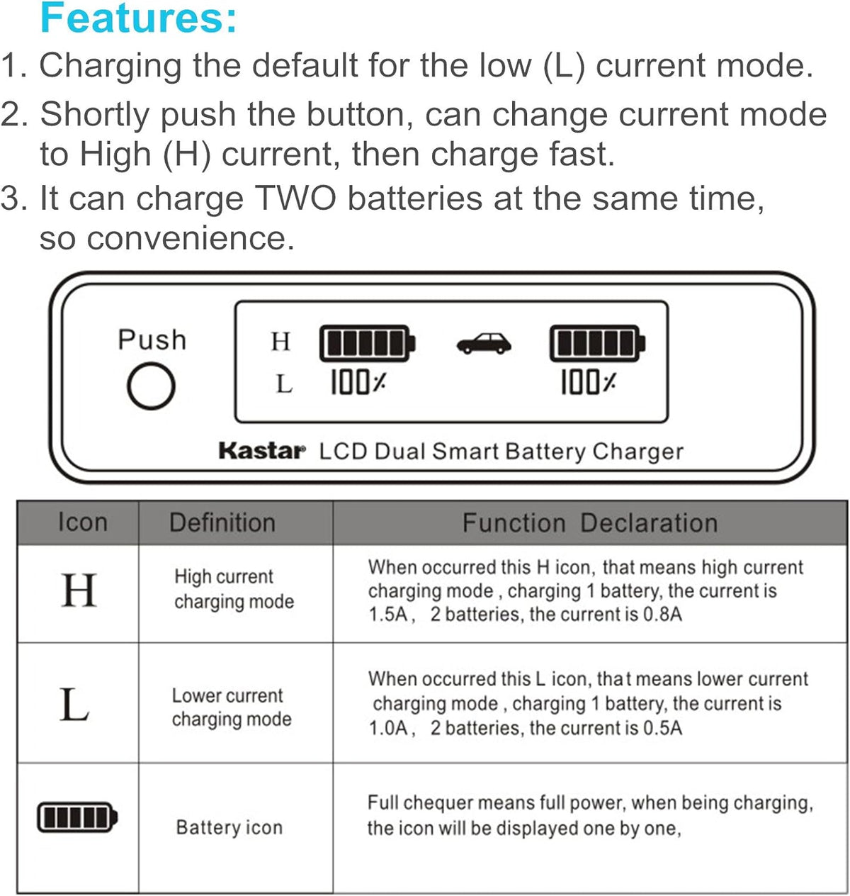LCD Dual Smart Fast Charger & Battery for Camcorders T3160