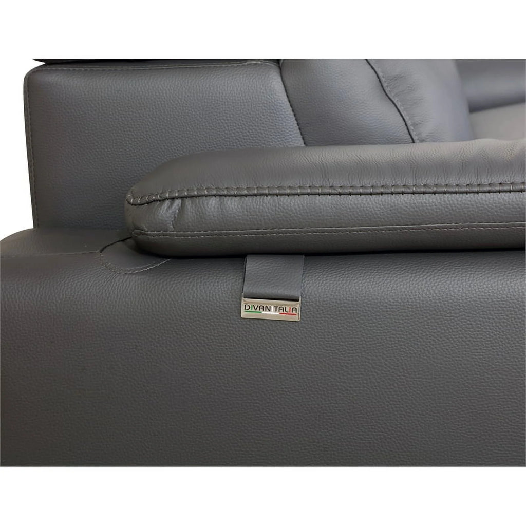 87" Genuine Italian Leather Sofa Dark Gray F304