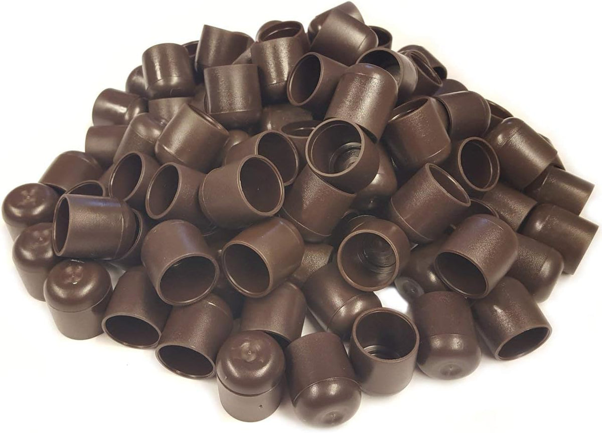 Folding Chair Leg Caps 100 Pack 7/8 Non-Marring Brown Plastic J859971