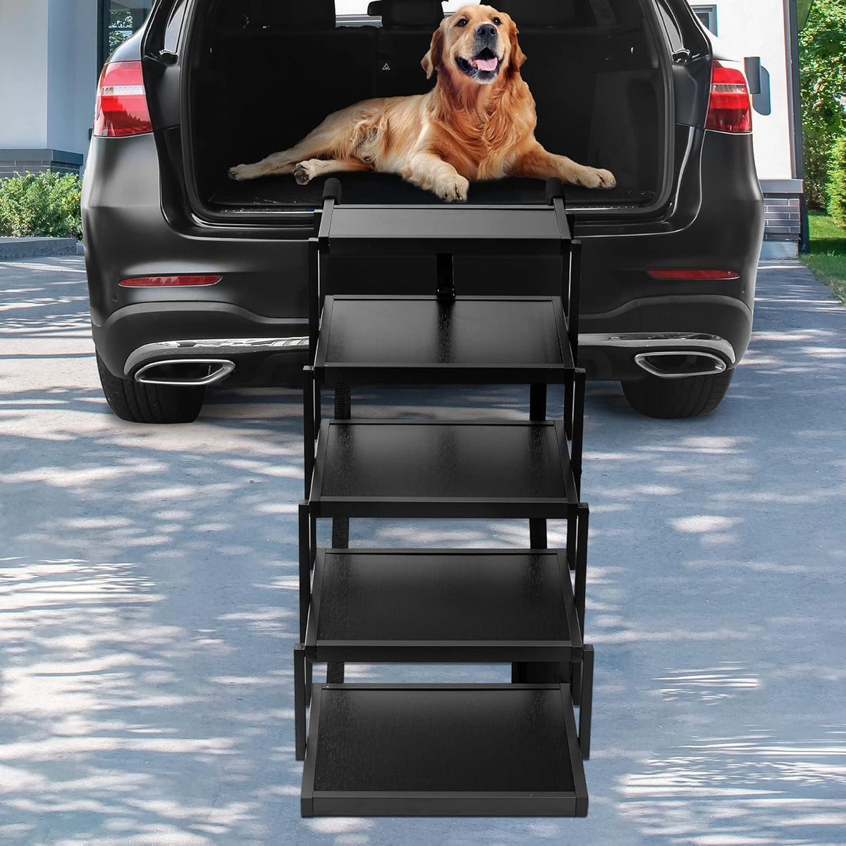 Foldable Aluminum 5 Step Nonslip Dog Stairs T4474