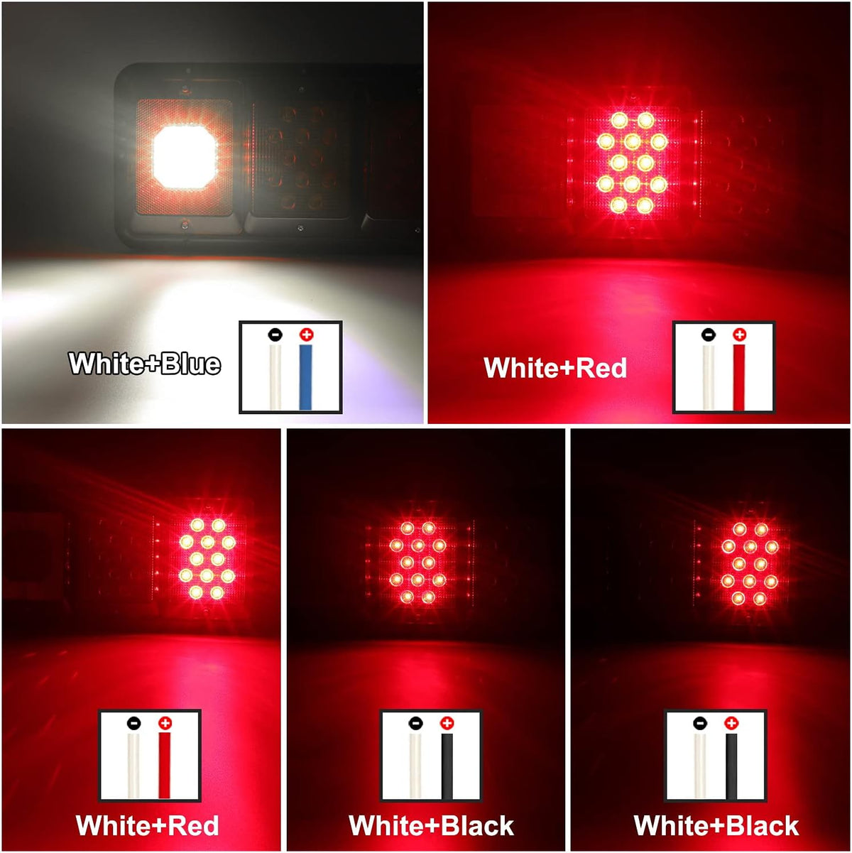 2Pcs LED Trailer Tail Lights with Black Base U713