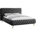 Gray Velvet Tufted Queen Bed T518566