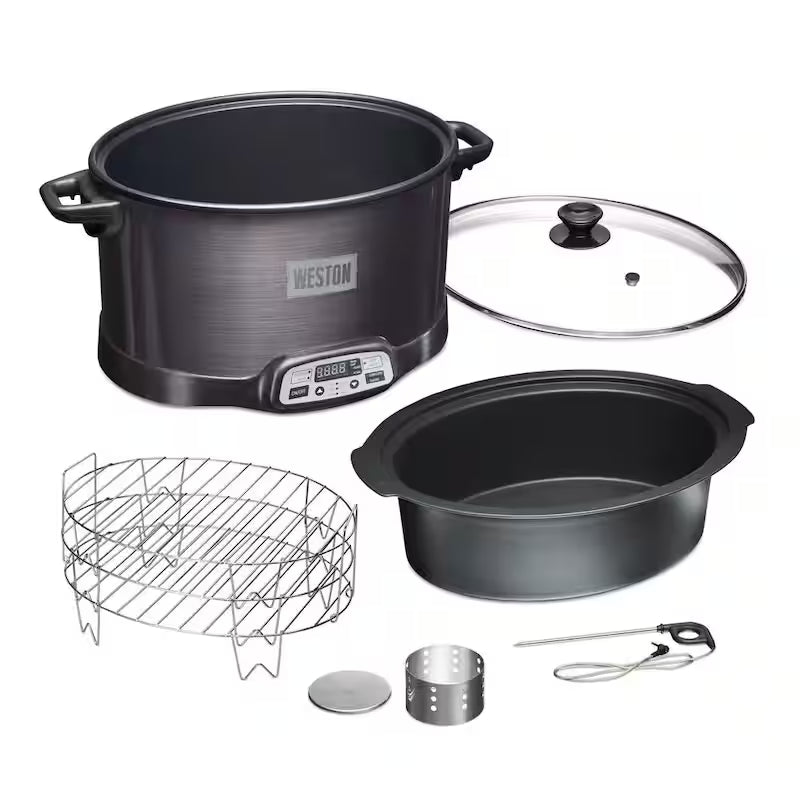 Black 6 qt. Programmable Slow Cooker with Smoker A49548
