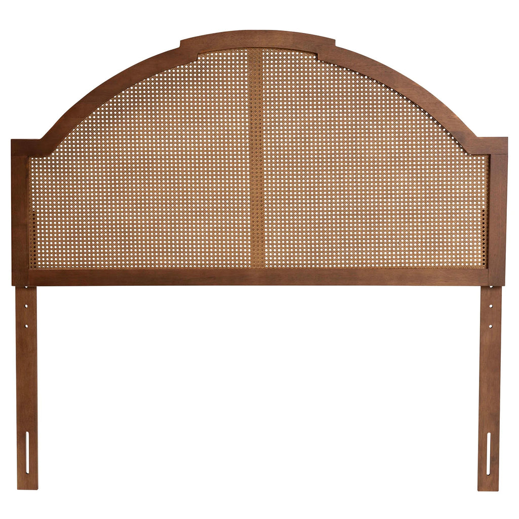 Ash Walnut Finished Wood Queen Size Headboard with Rattan X8316