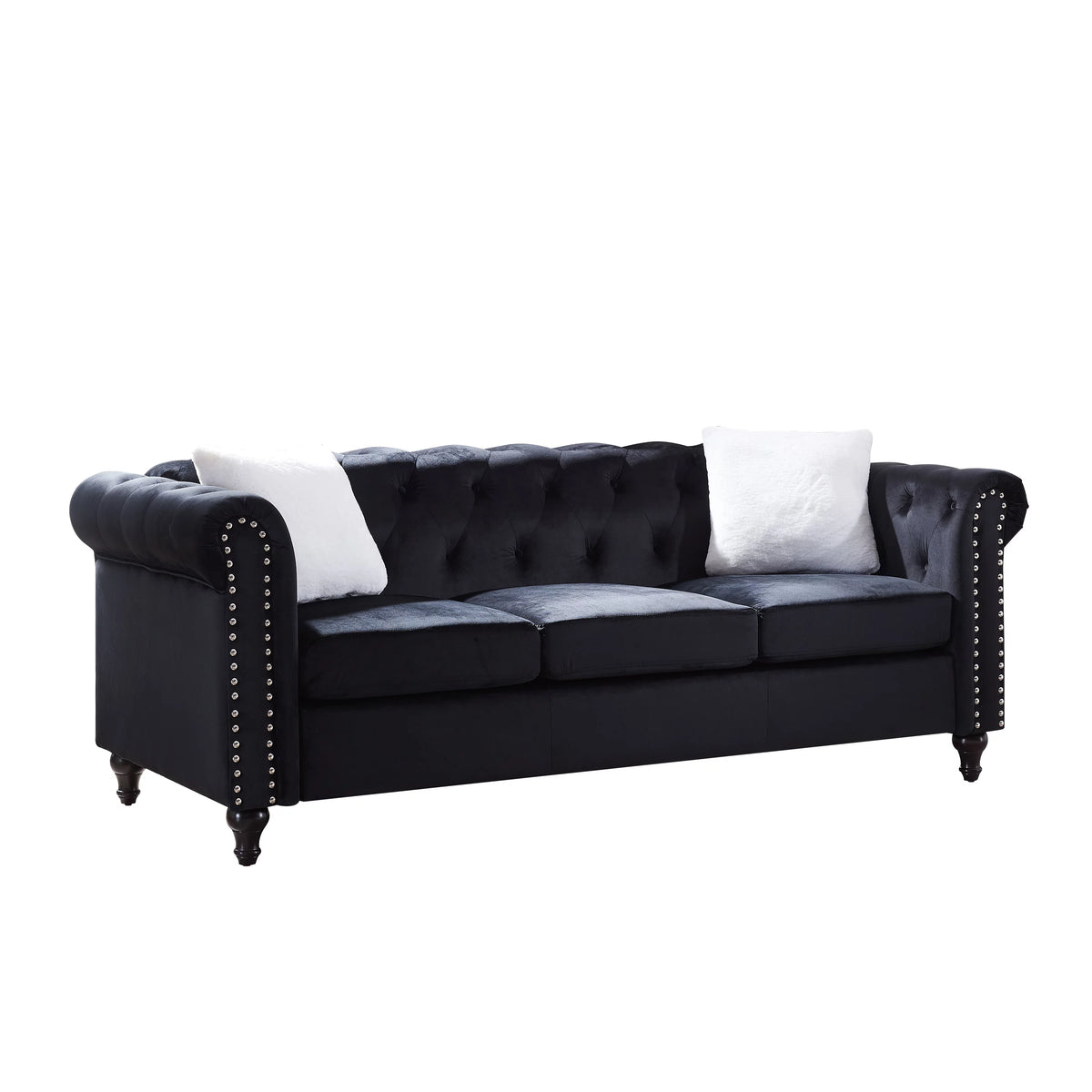 Black 2 Piece Sofa Set with 4 White Pillows H992916