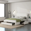 Queen Size Wood Bed Frame with 3 Storage Drawers U442