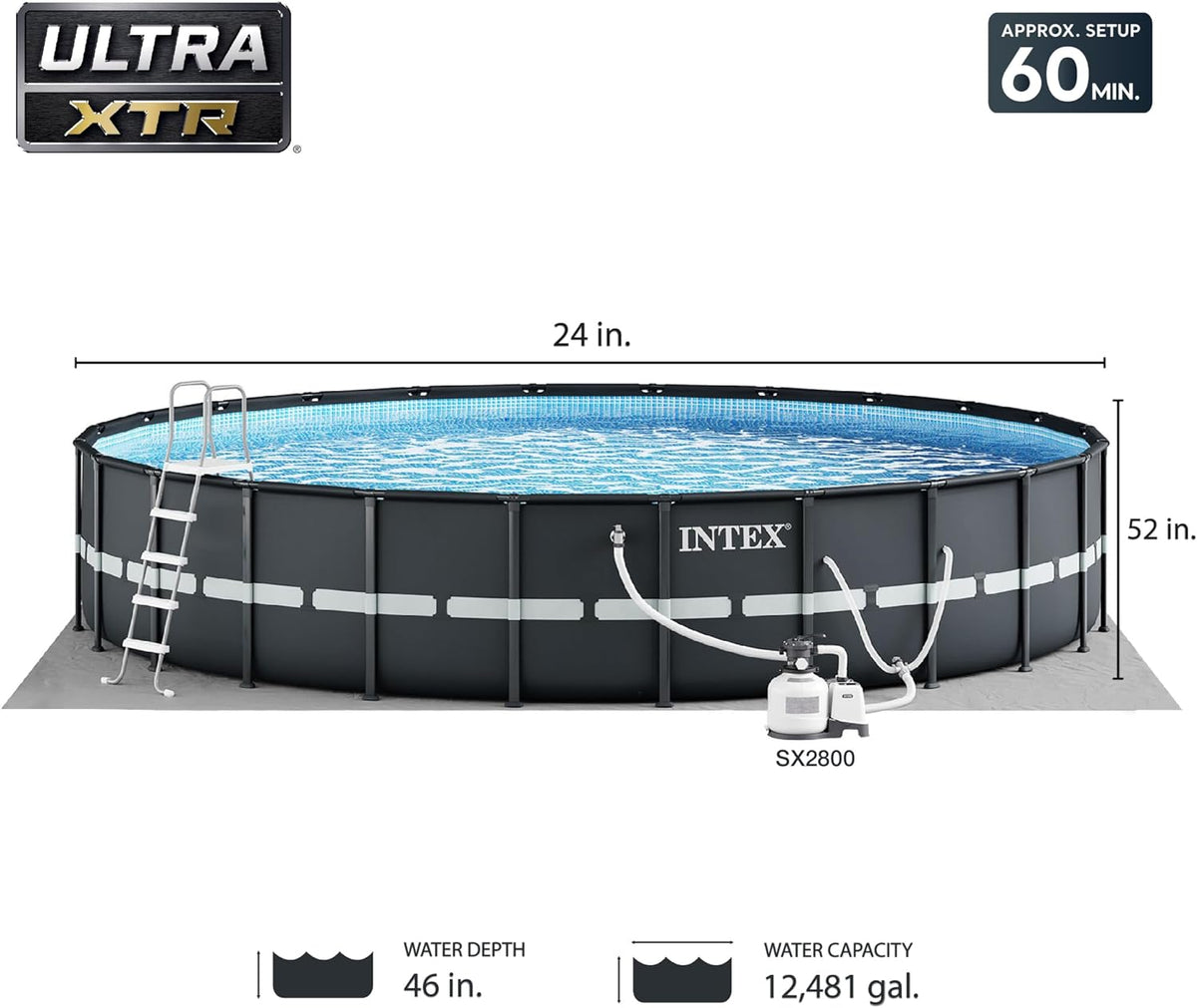 24ft x 52in Above Ground Swimming Pool Set with Sand Filter Pump B826865