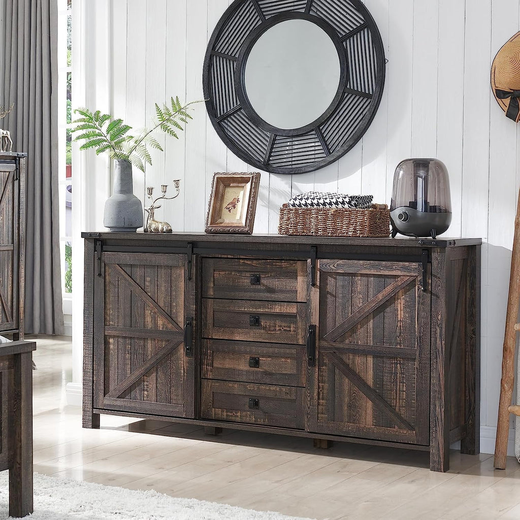 4 Drawer Light Rustic Oak Wood Dresser P7508