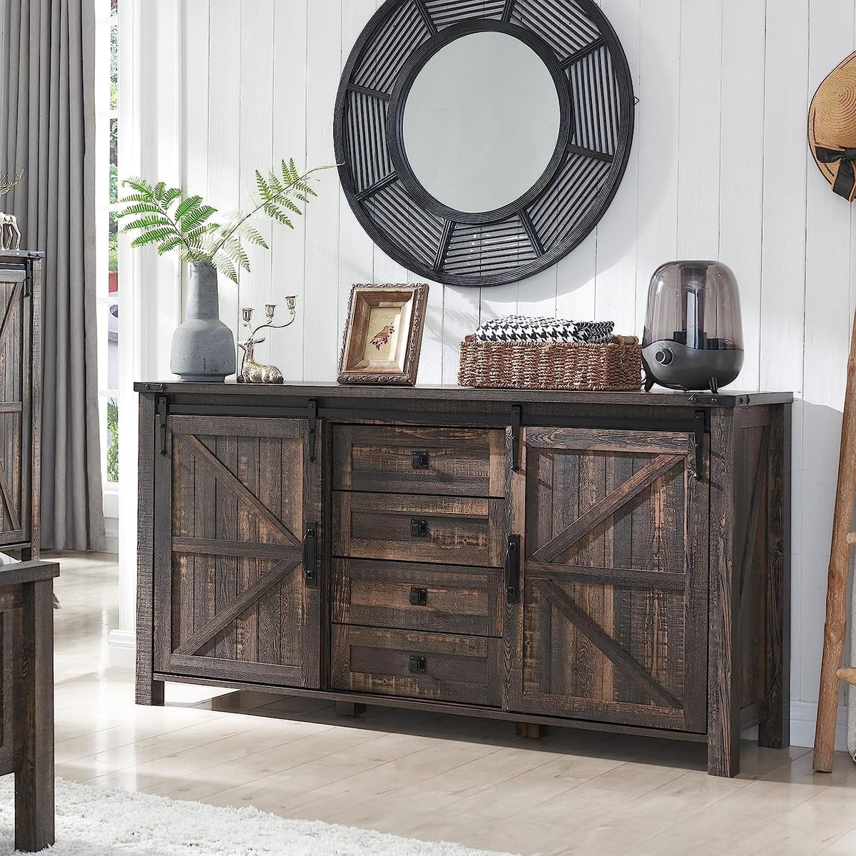 4 Drawer Light Rustic Oak Wood Dresser P7508