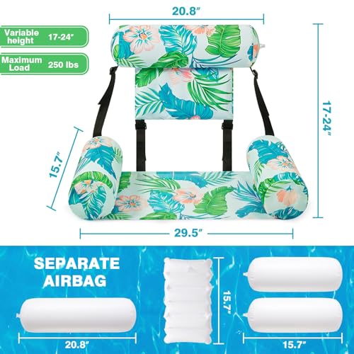Inflatable Pool Chair Float 2 Pack Adjustable Floating Lounge Chairs Q765