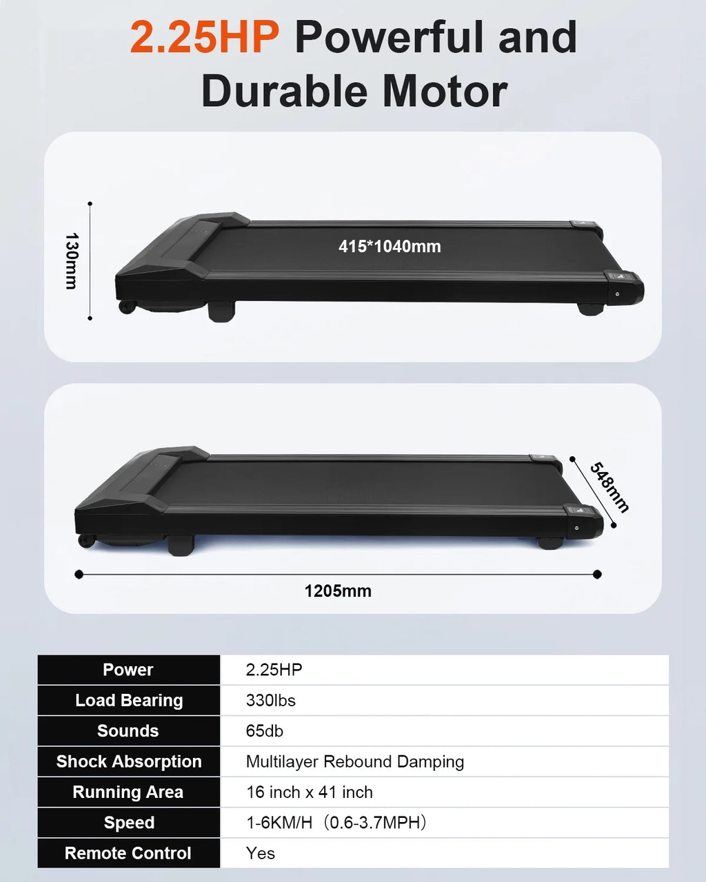 2.25HP Walking Pad Treadmill with 330 lbs Capacity D666711