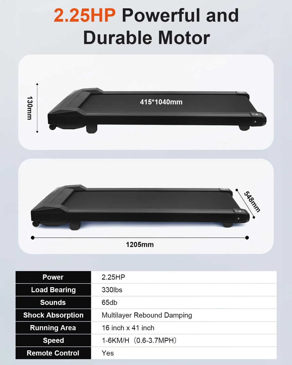 2.25HP Walking Pad Treadmill with 330 lbs Capacity D666711