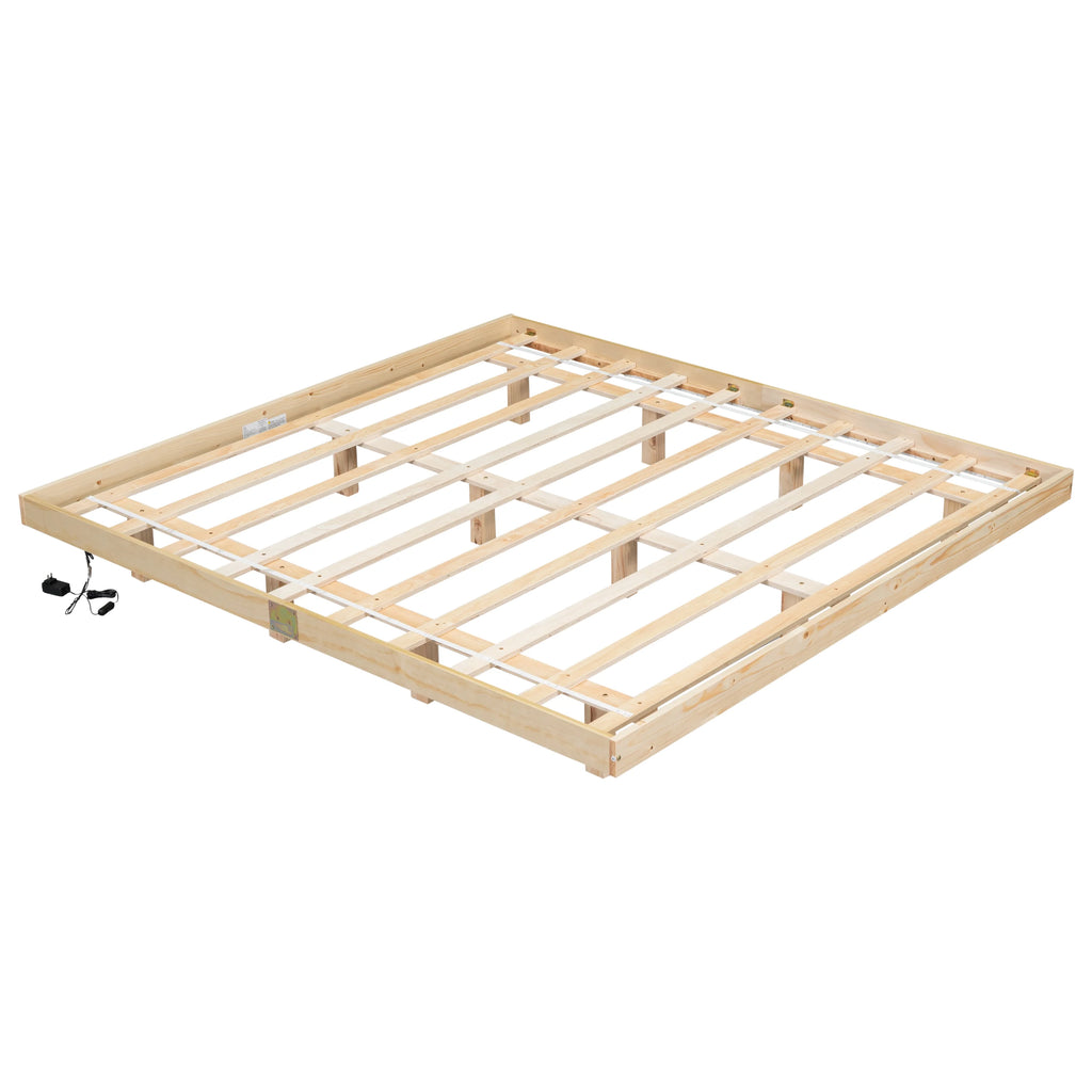 White Full Size Floating Bed Frame with LED Lights L9355