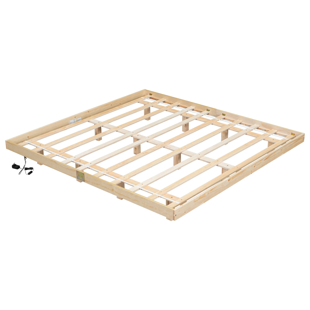 White Full Size Floating Bed Frame with LED Lights L9355
