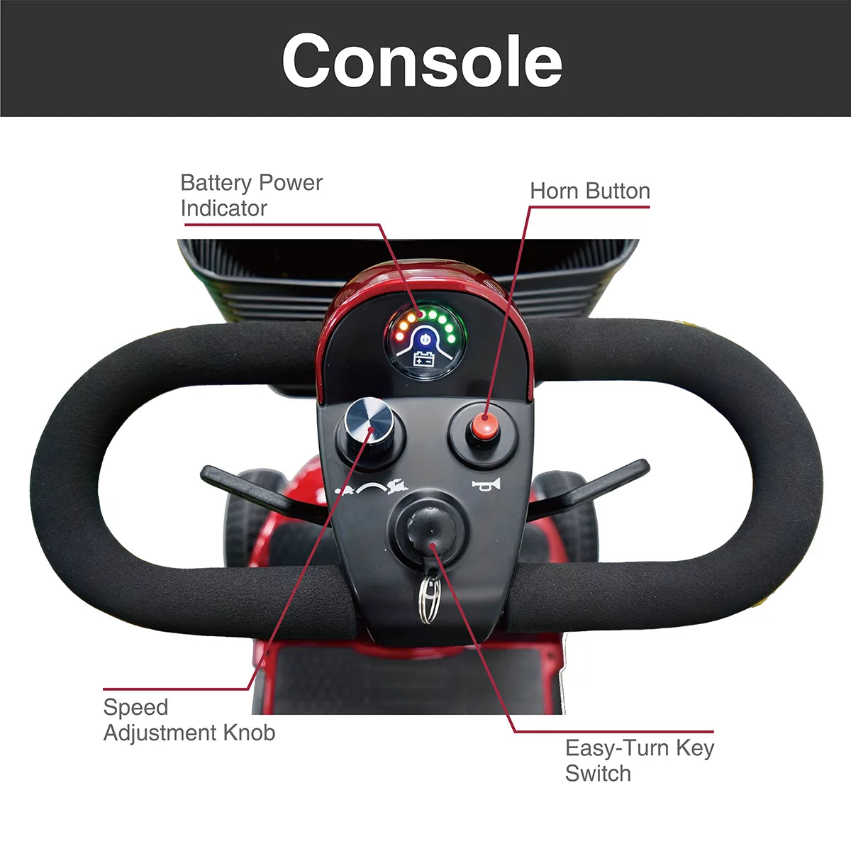 Red 4-Wheel Motorized Power Scooter N27771