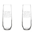 Set of 2 Glass Champagne Flutes 8.5 oz Stemless V2329