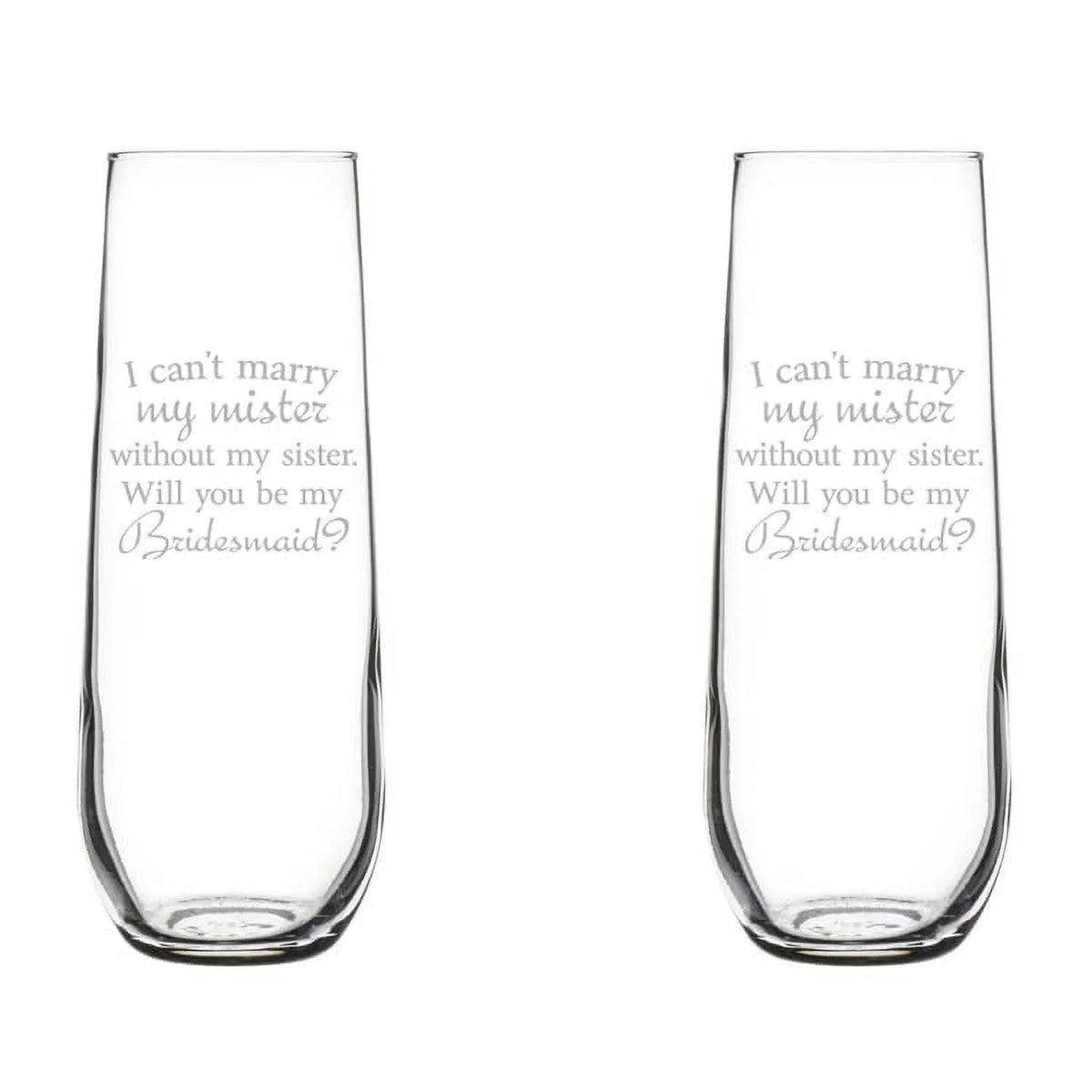 Set of 2 Glass Champagne Flutes 8.5 oz Stemless V2329