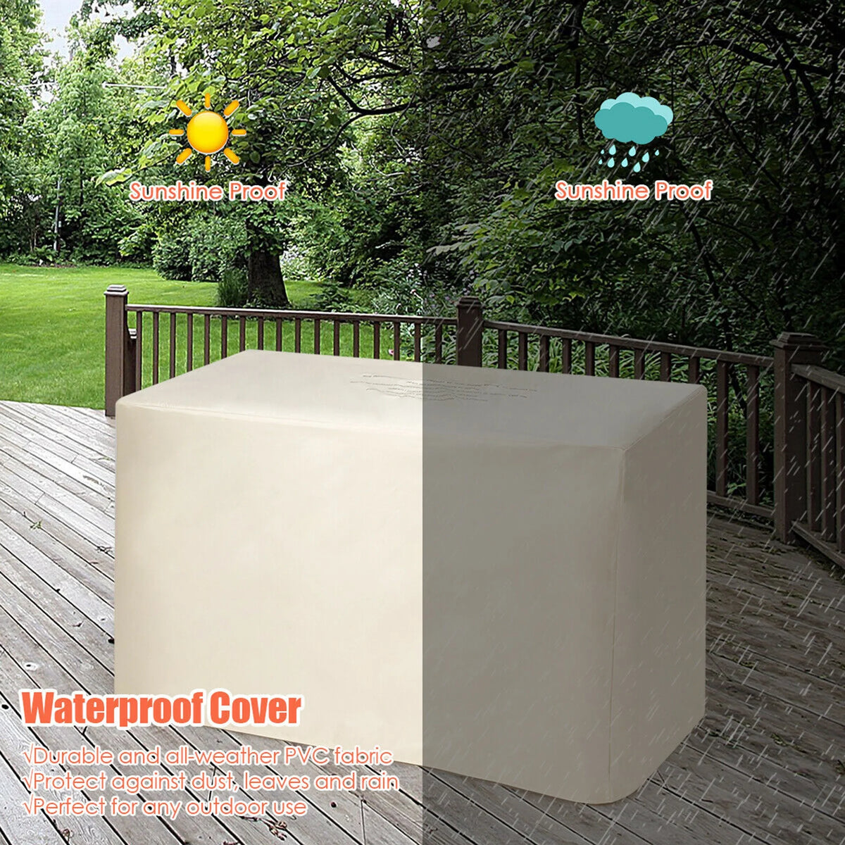 42'' Rectangular Propane Gas Fire Pit Outdoor Table with Cover P442891