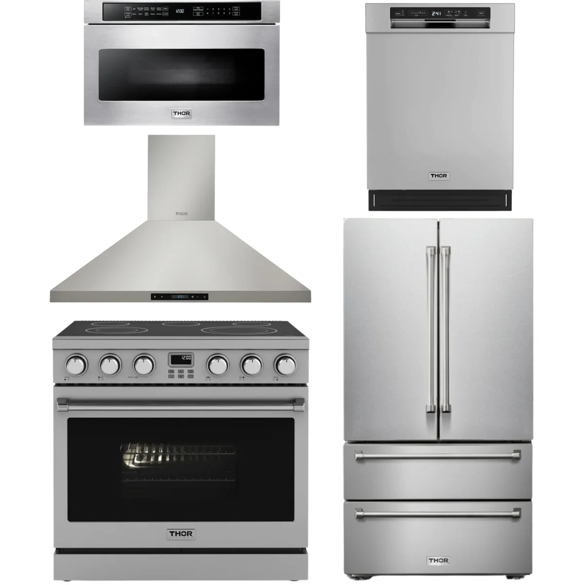 36 Electric Range, Range Hood, Refrigerator, Dishwasher and Microwave P677