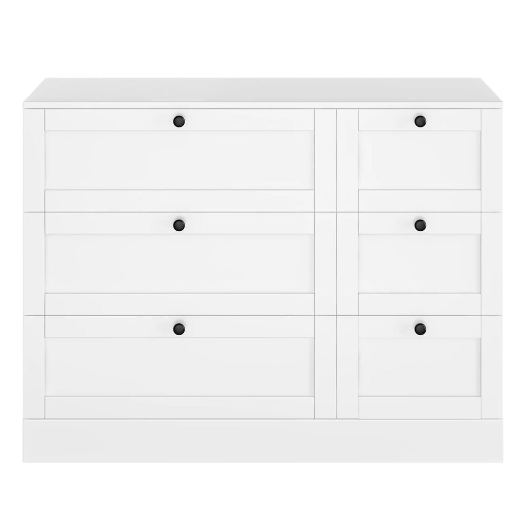White 6 Drawer Wood Dresser B336492