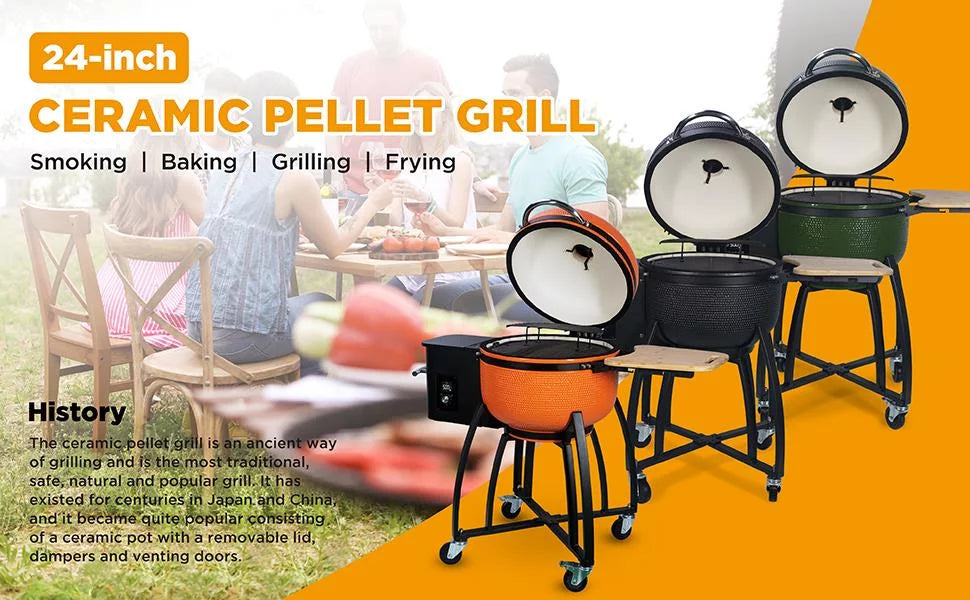 24 Ceramic Pellet Grill 4-in-1 Green Y2245