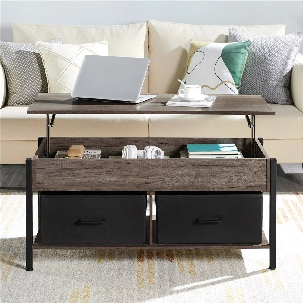 Lift Top Wood Coffee Table with Storage Baskets Y6637
