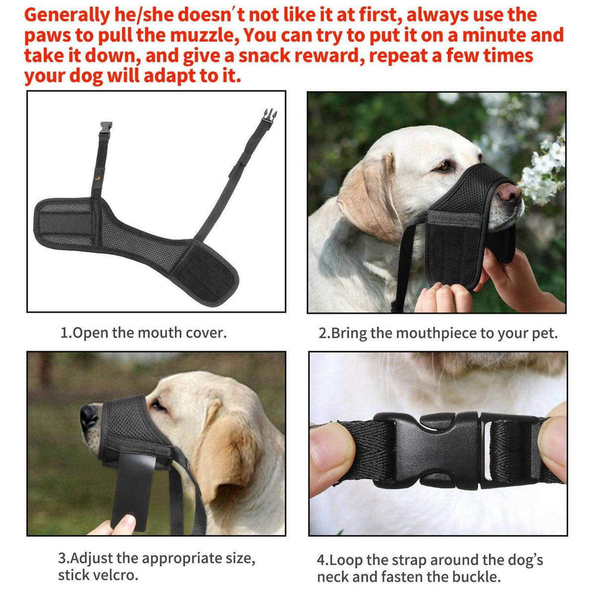 Soft Nylon Adjustable Dog Muzzle J9268