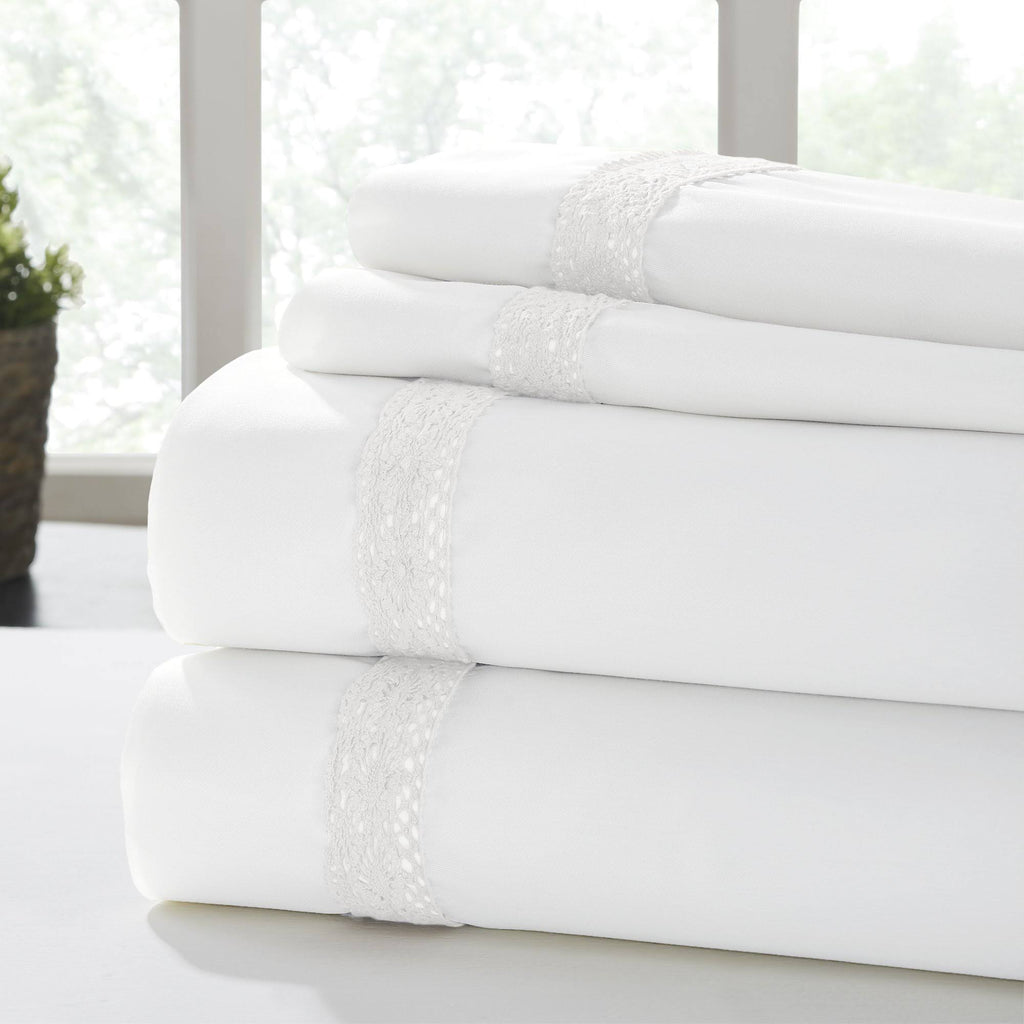 California King Size White 4 Piece Sheet Set Q196666