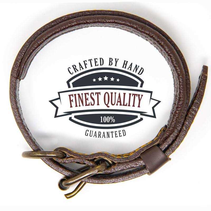 Padded Full Grain Leather Dog Collar L325