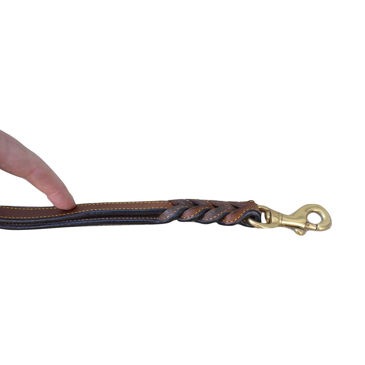 6 Foot Braided Leather Dog Leash with Traffic Handle T389