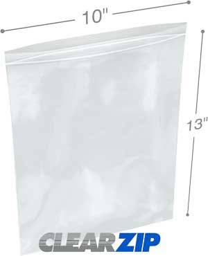 10 x 13 in. Clear Zip Lock Bags 0.006 Gauge Case of 500 H96134